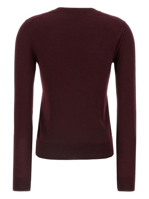 Saint Laurent plunge-neck cuffed-sleeve sweater - Red - zdjęcie produktu nr 2
