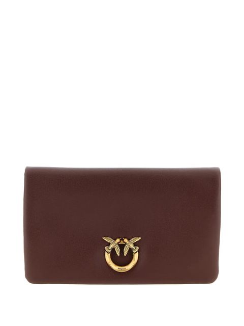 PINKO Love Click padded birds leather clutch bag - Brown - zdjęcie produktu nr 1