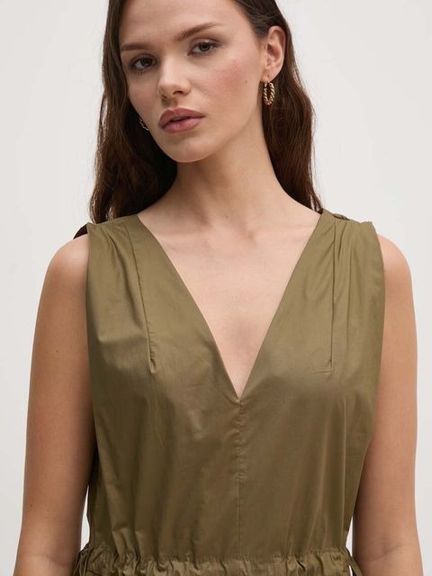 Sandro Ferrone sukienka bawełniana kolor zielony midi rozkloszowana SFS7XBDMADA