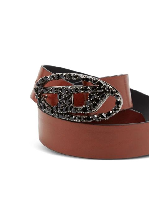 Diesel crystal-embellished buckle belt - Brown