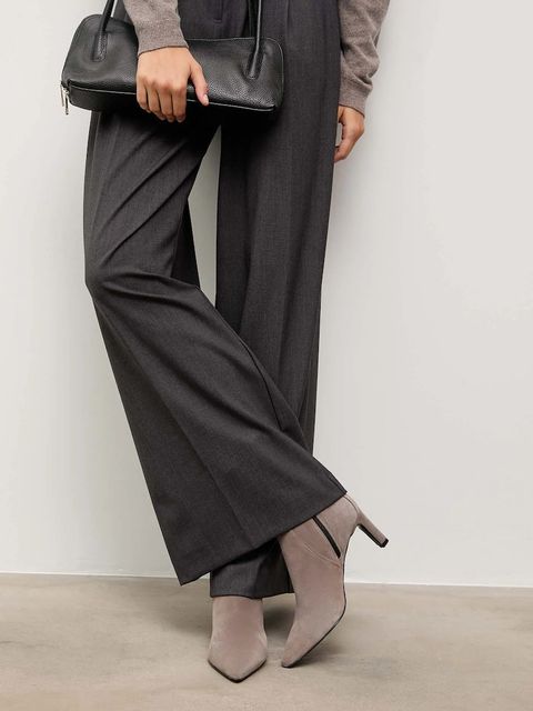 Answear.LAB botki zamszowe kolor szary na słupku - zdjęcie produktu nr 1