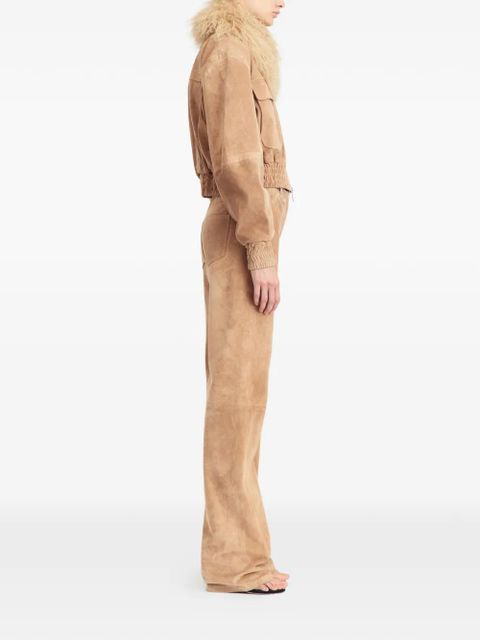 16Arlington Cie fur-collar suede jacket - Neutrals