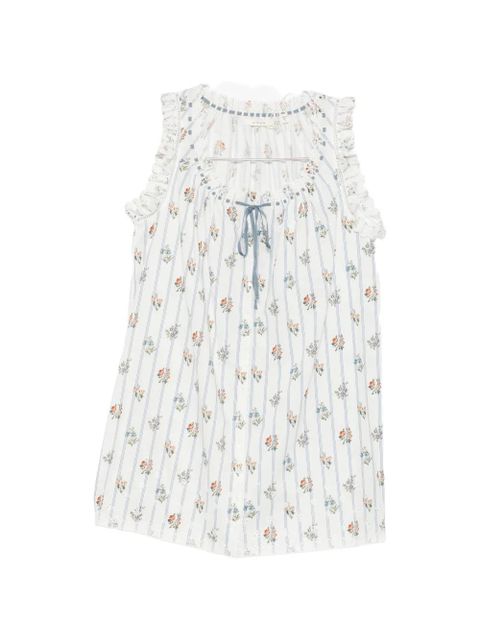 DÔEN Nessie floral-print ruffled mini dress - White - zdjęcie produktu nr 1