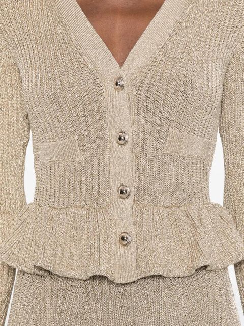 Self-Portrait peplum-waist lurex mini dress - Gold