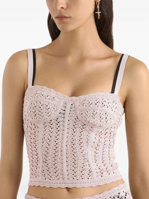 Dolce & Gabbana crochet-knit corset top - Pink