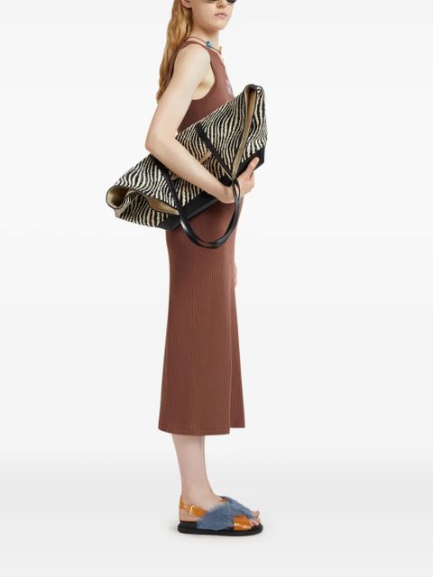 Marni ribbed logo-patch midi dress - Brown - zdjęcie produktu nr 2