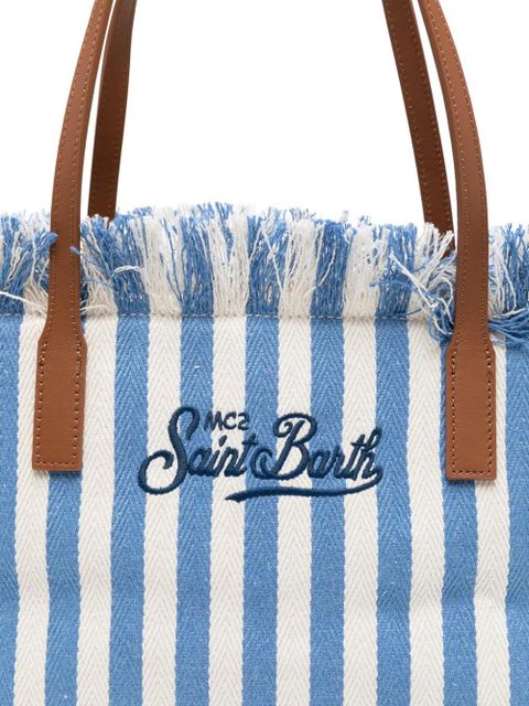 MC2 Saint Barth City striped fringed tote bag - Blue