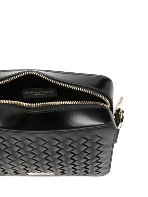 Aspinal Of London Camera woven mini crossbody bag - Black