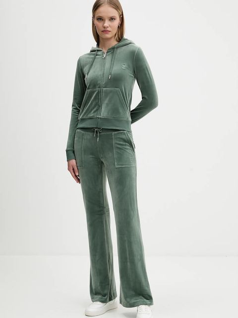 Juicy Couture bluza damska kolor zielony z kapturem gładka JCAP176 - zdjęcie produktu nr 2