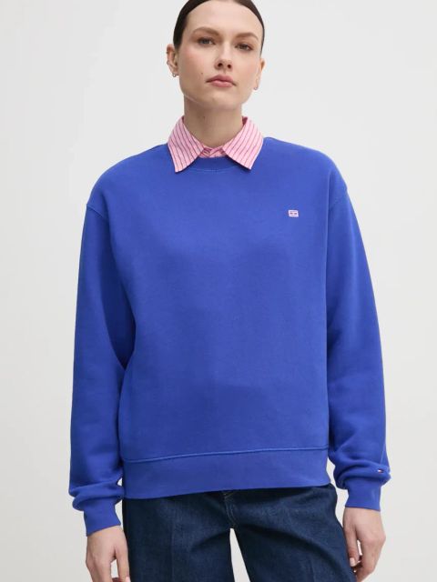 Tommy Hilfiger bluza bawełniana damska kolor fioletowy gładka WW0WW45980