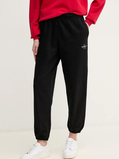 Calvin Klein Jeans spodnie dresowe damskie kolor czarny gładkie LV047B235G - zdjęcie produktu nr 1