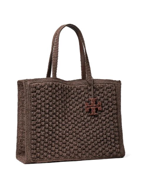 Tory Burch large Ella hand-crocheted popcorn tote bag - Brown