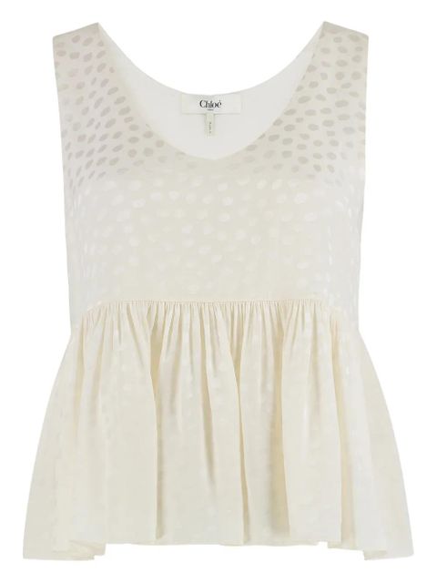 Chloé polka dot ruffled top - Neutrals - zdjęcie produktu nr 1