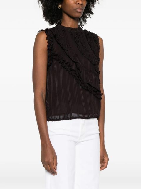 PINKO ruffled sleeveless top - Brown