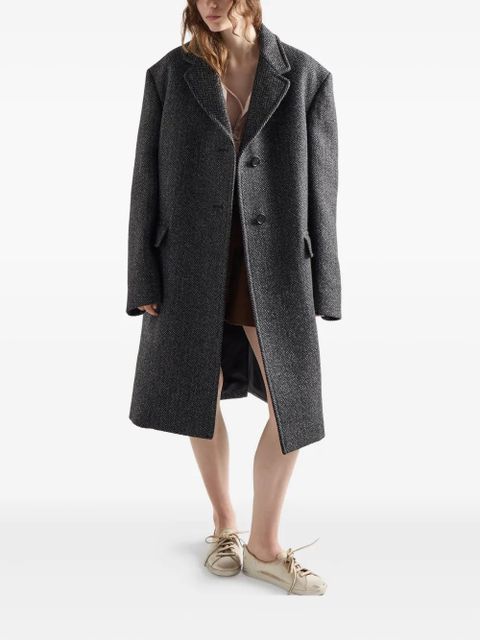 Prada herringbone notched-lapel coat - Grey