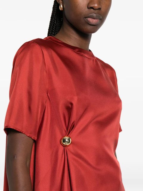LouLou de Saison Madea button-detail asymmetric blouse - Red