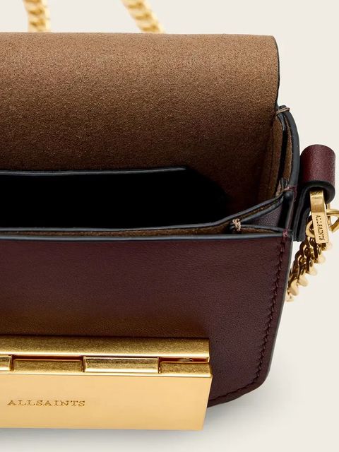 AllSaints torebka skórzana ETTA kolor bordowy W340XD