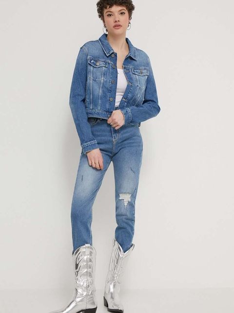 Tommy Jeans kurtka jeansowa damska kolor niebieski przejściowa DW0DW17653