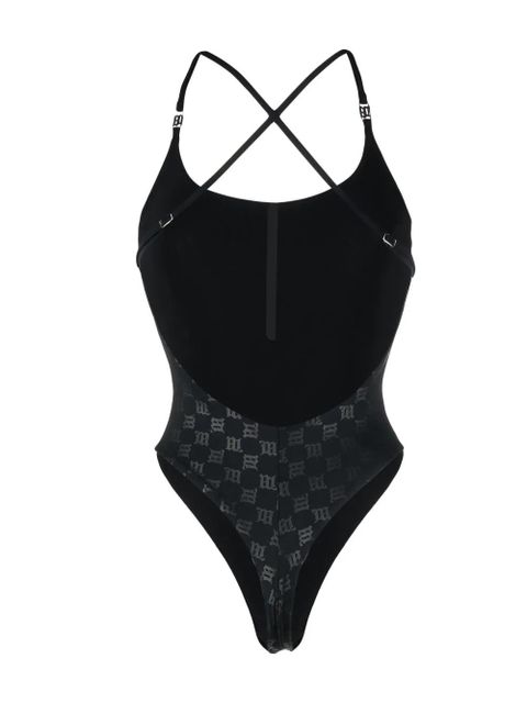 MISBHV monogram-pattern one-piece swimsuit - Black - zdjęcie produktu nr 2