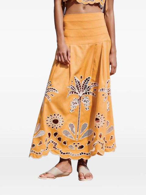FARM Rio embroidery camel skirt - Orange - zdjęcie produktu nr 1