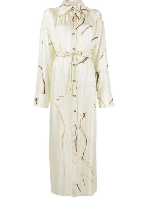 Nanushka abstract-print silk shirt dress - Neutrals - zdjęcie produktu nr 1