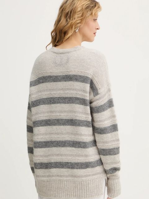 Twinset sweter z dodatkiem wełny kolor szary 252TT3072 - zdjęcie produktu nr 2