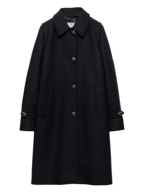Prada Leather Button Wool Coat - Blue - zdjęcie produktu nr 1