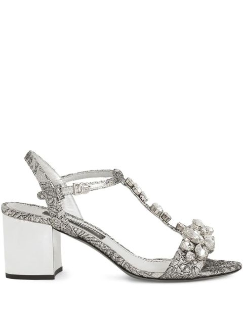 Dolce & Gabbana 60mm embroidery brocade sandals - Silver - zdjęcie produktu nr 1