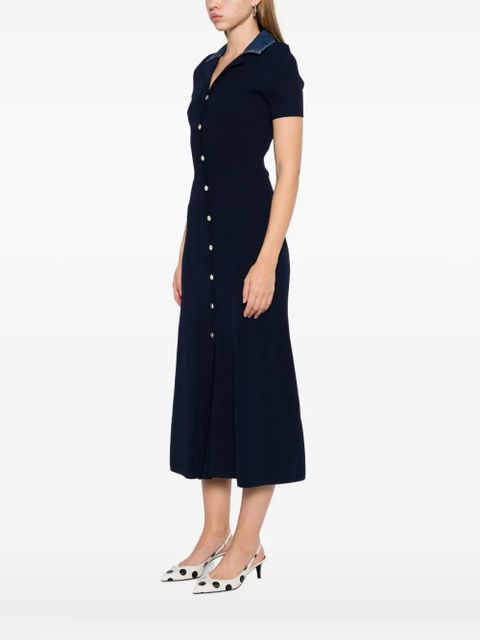 SANDRO v-neck knitted dress - Blue