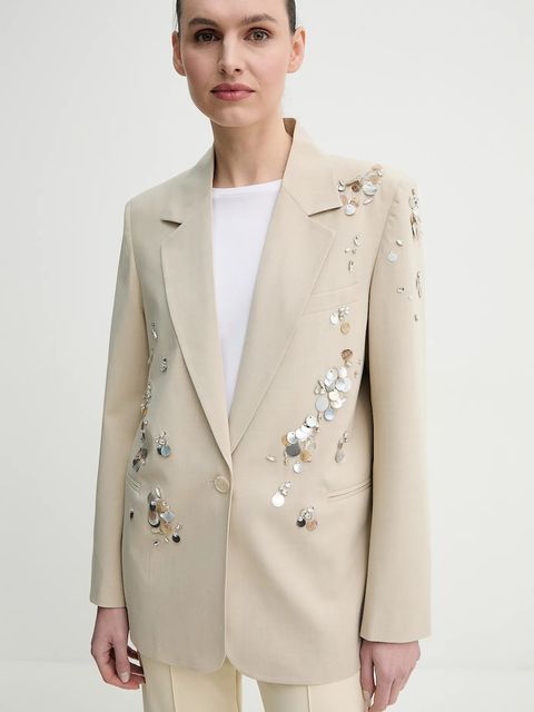 ISABELLE BLANCHE marynarka kolor beżowy jednorzędowa IS25SS-J023-T003