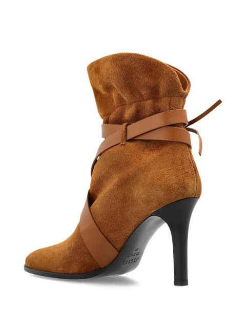 ISABEL MARANT 100mm suede wrap-tie ankle boots - Brown