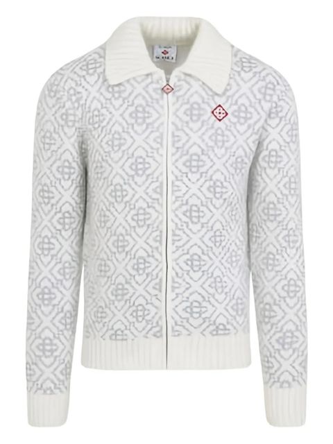Casablanca patterned zip knitwear - White - zdjęcie produktu nr 1