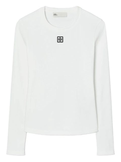 Tory Burch logo ribbed cotton T-shirt - White - zdjęcie produktu nr 1