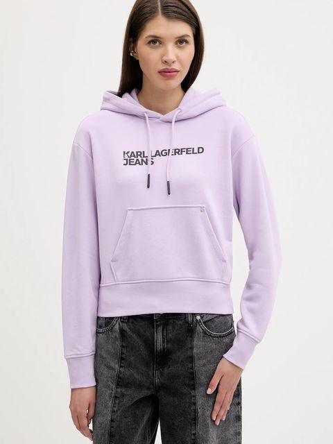 Karl Lagerfeld Jeans bluza damska kolor fioletowy z kapturem z nadrukiem A2W20053 - zdjęcie produktu nr 1