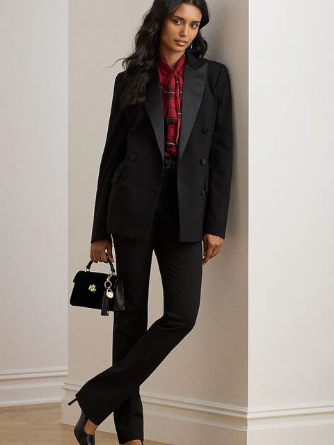 Lauren Ralph Lauren marynarka kolor czarny dwurzędowa gładka 200979959