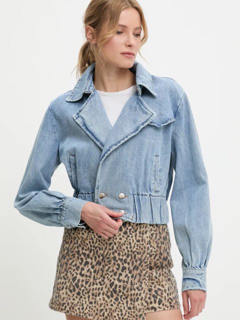 Answear.LAB kurtka jeansowa kolor niebieski przejściowa oversize