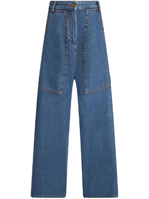 ETRO Pegaso-embroidery wide-leg jeans - Blue - zdjęcie produktu nr 1