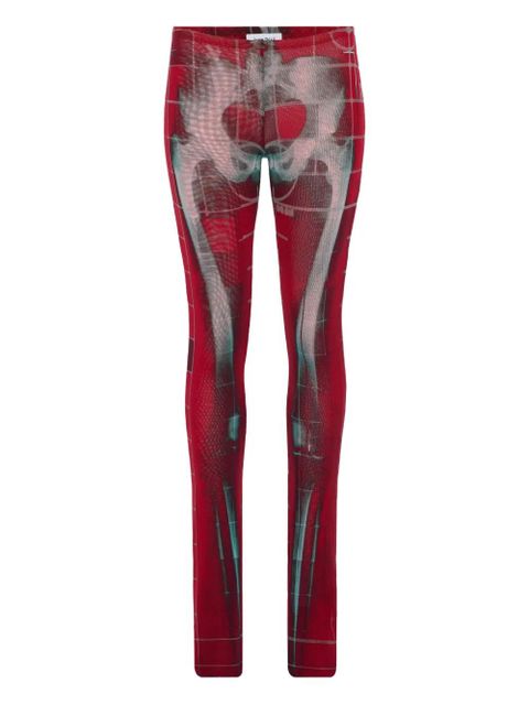 Jean Paul Gaultier mesh graphic-print trousers - Red - zdjęcie produktu nr 1