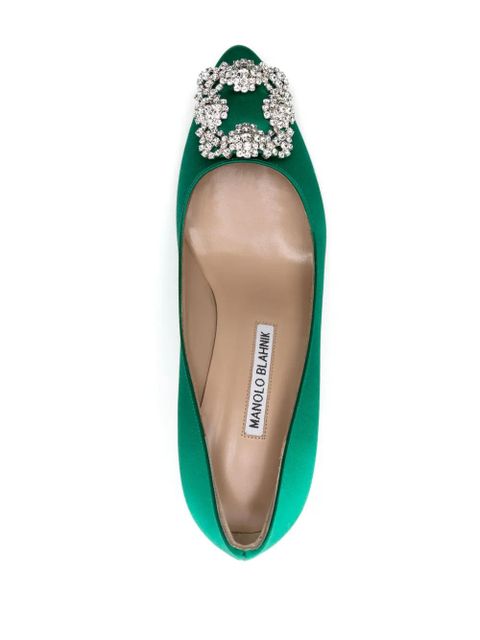 Manolo Blahnik Hangisi 70mm crystal-embellished pumps - Green