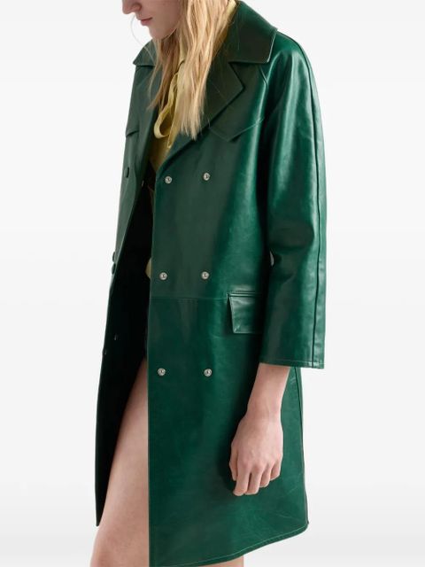 Prada double-breasted leather coat - Green