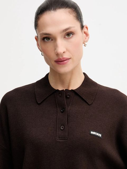 Rotate sweter z dodatkiem wełny damski kolor brązowy lekki 1151371667