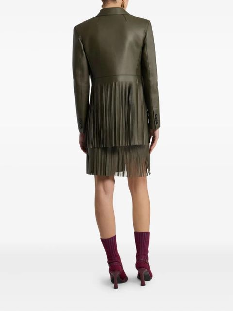 ETRO pleated-fringe leather jacket - Green