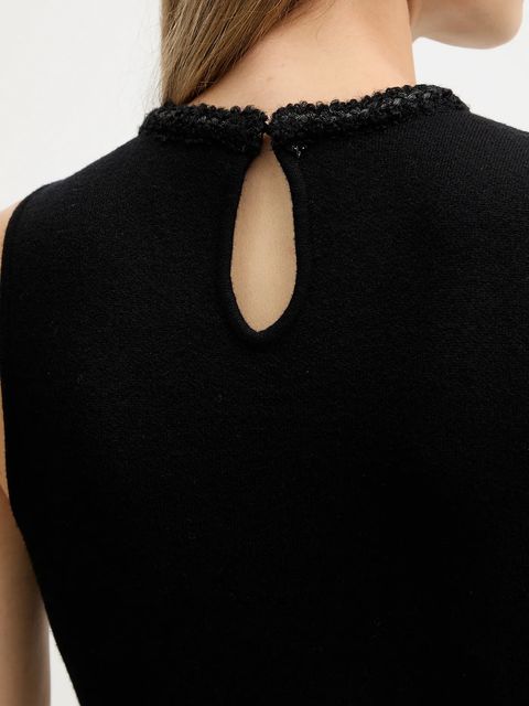 Twinset sukienka z dodatkiem wełny kolor czarny mini dopasowana 252TT3042