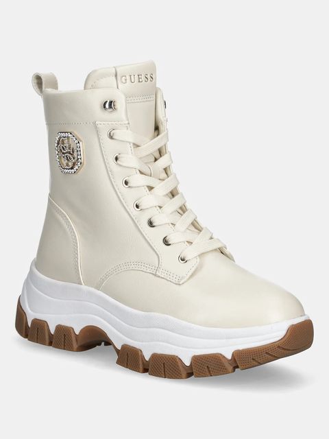 Guess botki BENZON kolor beżowy na platformie FLFBNZ ELE12 - zdjęcie produktu nr 1