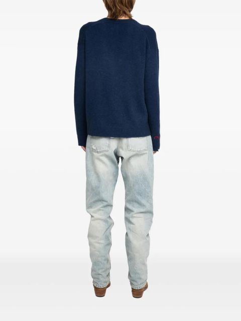 Zadig&Voltaire Miky embroidered V-neck sweater - Blue