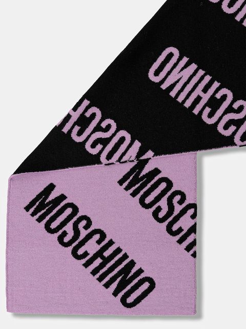 Moschino szalik z wełną kolor fioletowy wzorzysty M5855 50240 - zdjęcie produktu nr 2