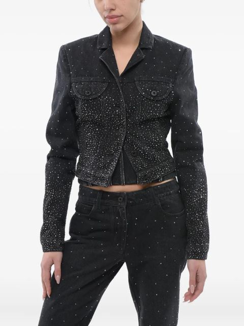 Off-White rhinestone-embellished cropped denim jacket - Black - zdjęcie produktu nr 1