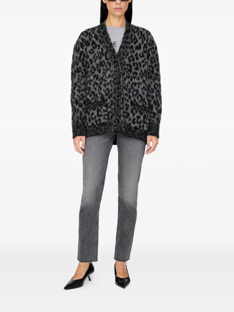 ANINE BING Banks leopard-print button cardigan - Grey - zdjęcie produktu nr 2