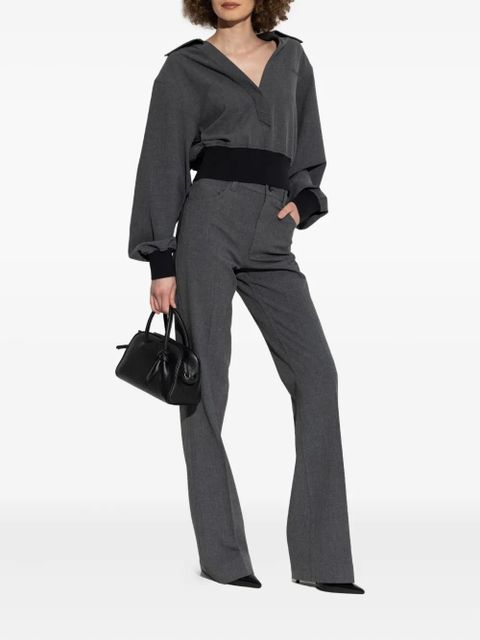 The Attico banded-cuff collared top - Grey