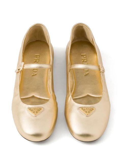 Prada leather ballerina shoes - Gold